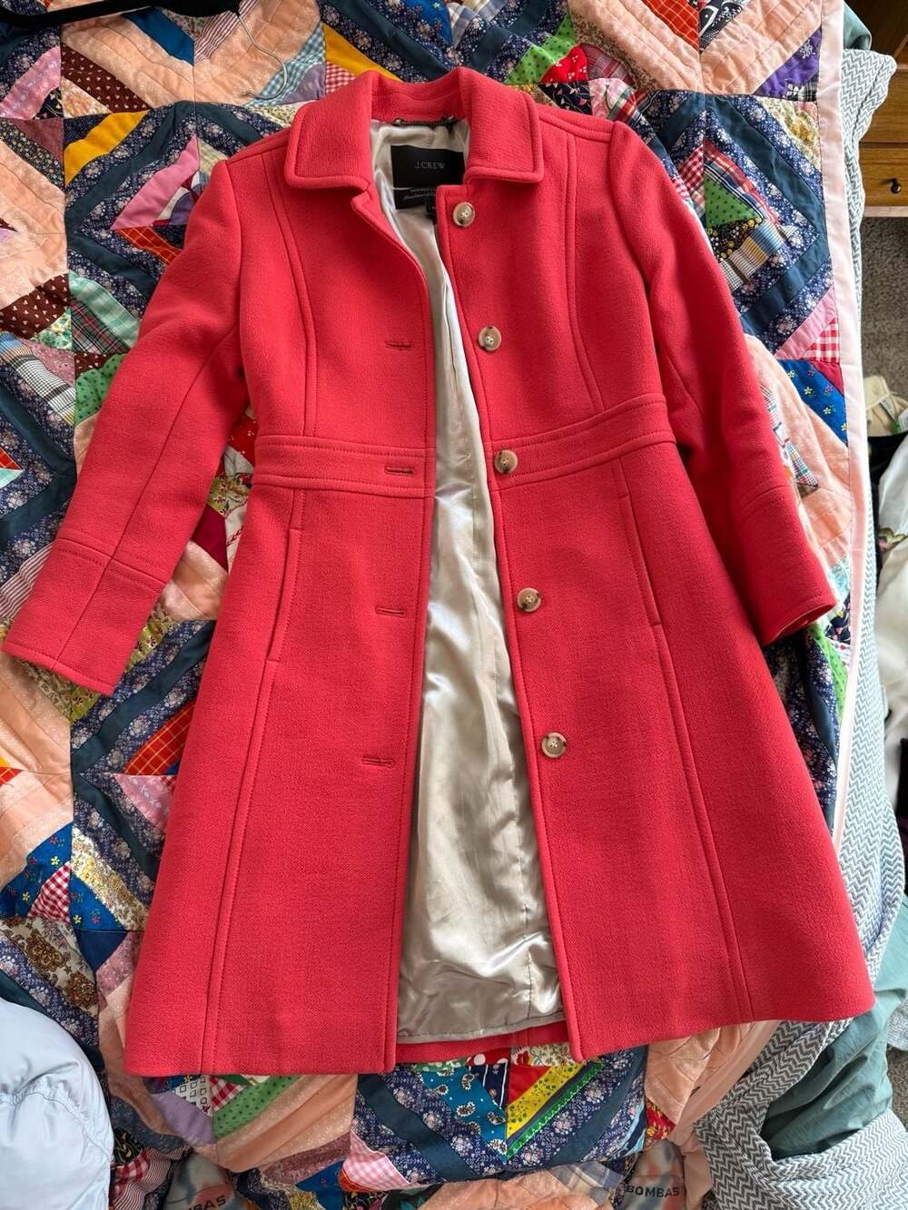 J.Crew Double-Cloth Lady Day Coat with Thinsulate Coral Size 0P - Picture 7 of 7